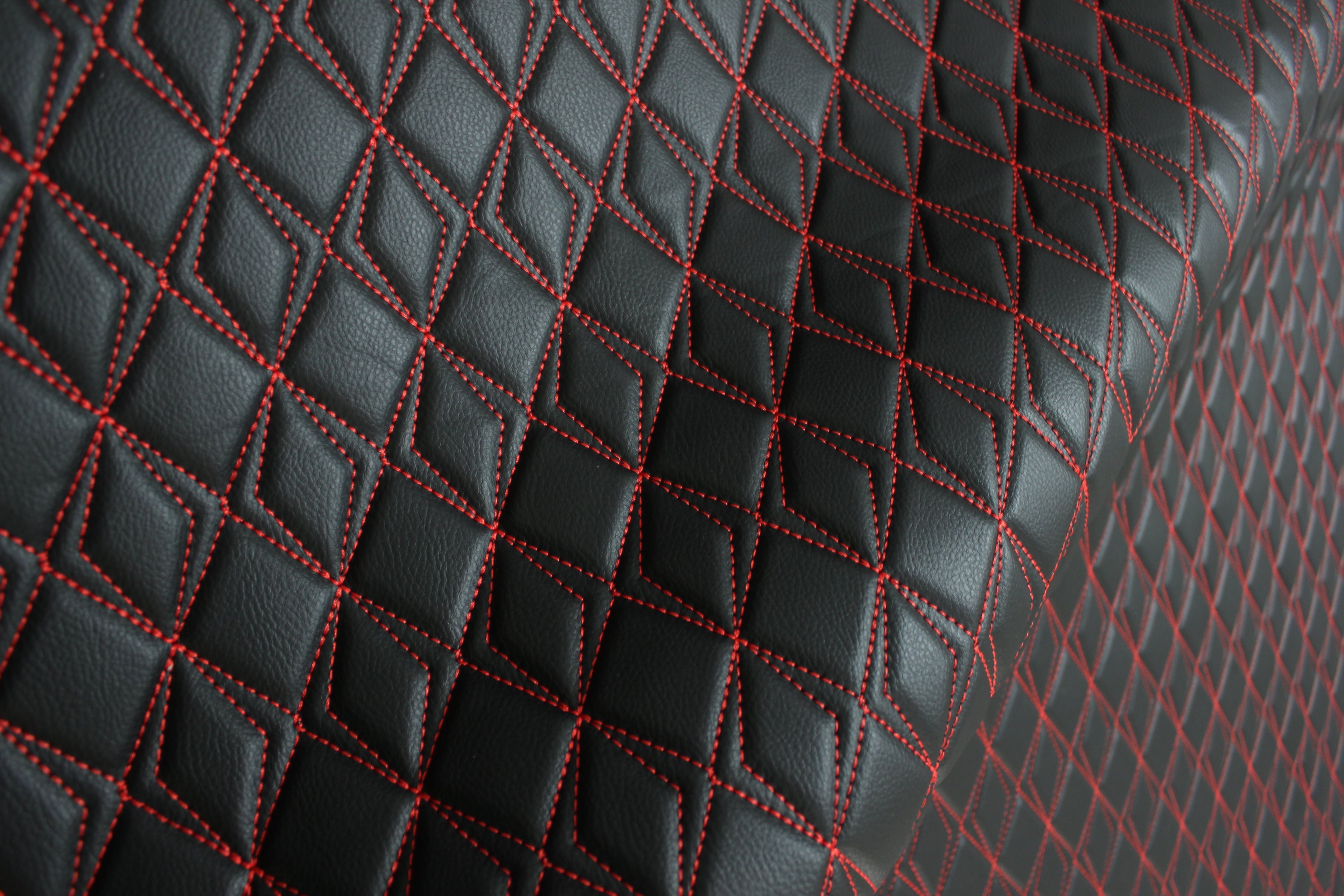 Red Upholstery Synthetic Butterfly Stitched Leather & Foam Backing - Perfect for DIY Projects |Car Seats | Door ,Interior, Headline |140cm Width