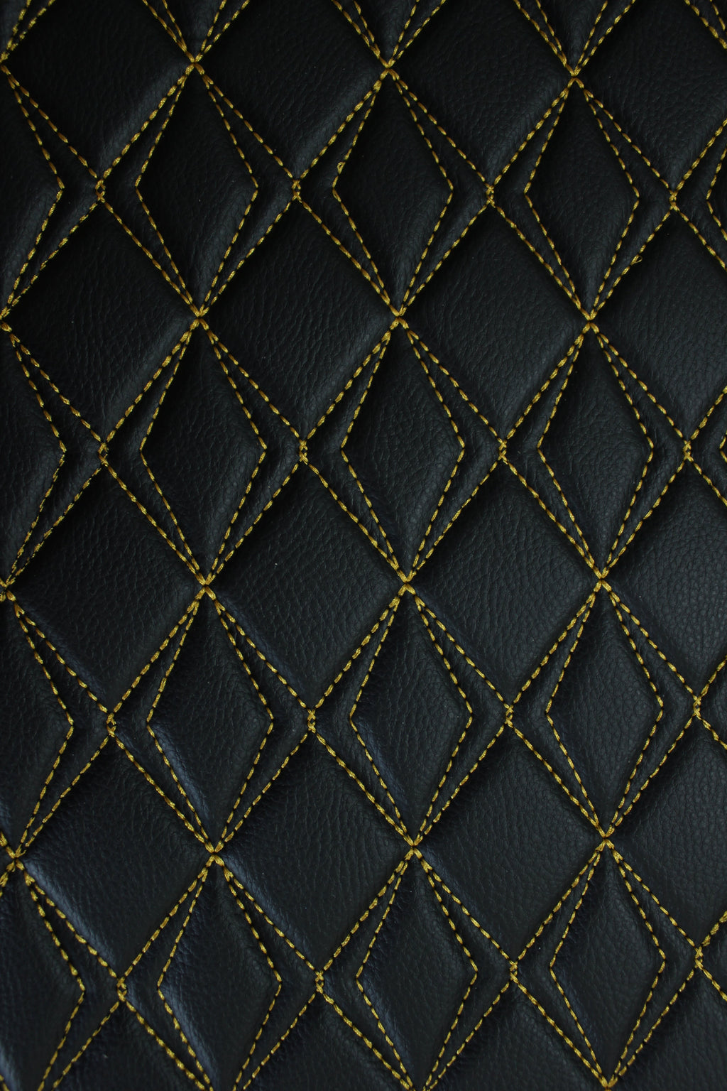 Tapicería dorada de cuero sintético negro con costuras de mariposa y respaldo de espuma - Ideal para proyectos de bricolaje | Asientos de coche | Puerta, interior, cabecera | 140 cm