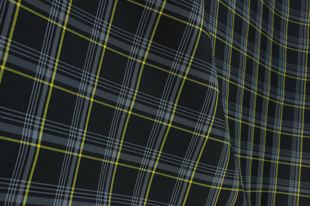 GTI Yellow Plaid Car Upholstery Fabric - VW Golf MK7- 3.5mm Comfort Foam - 59" - 150CM - Tartan Chic - Ideal for Seat, Interior, Automobile