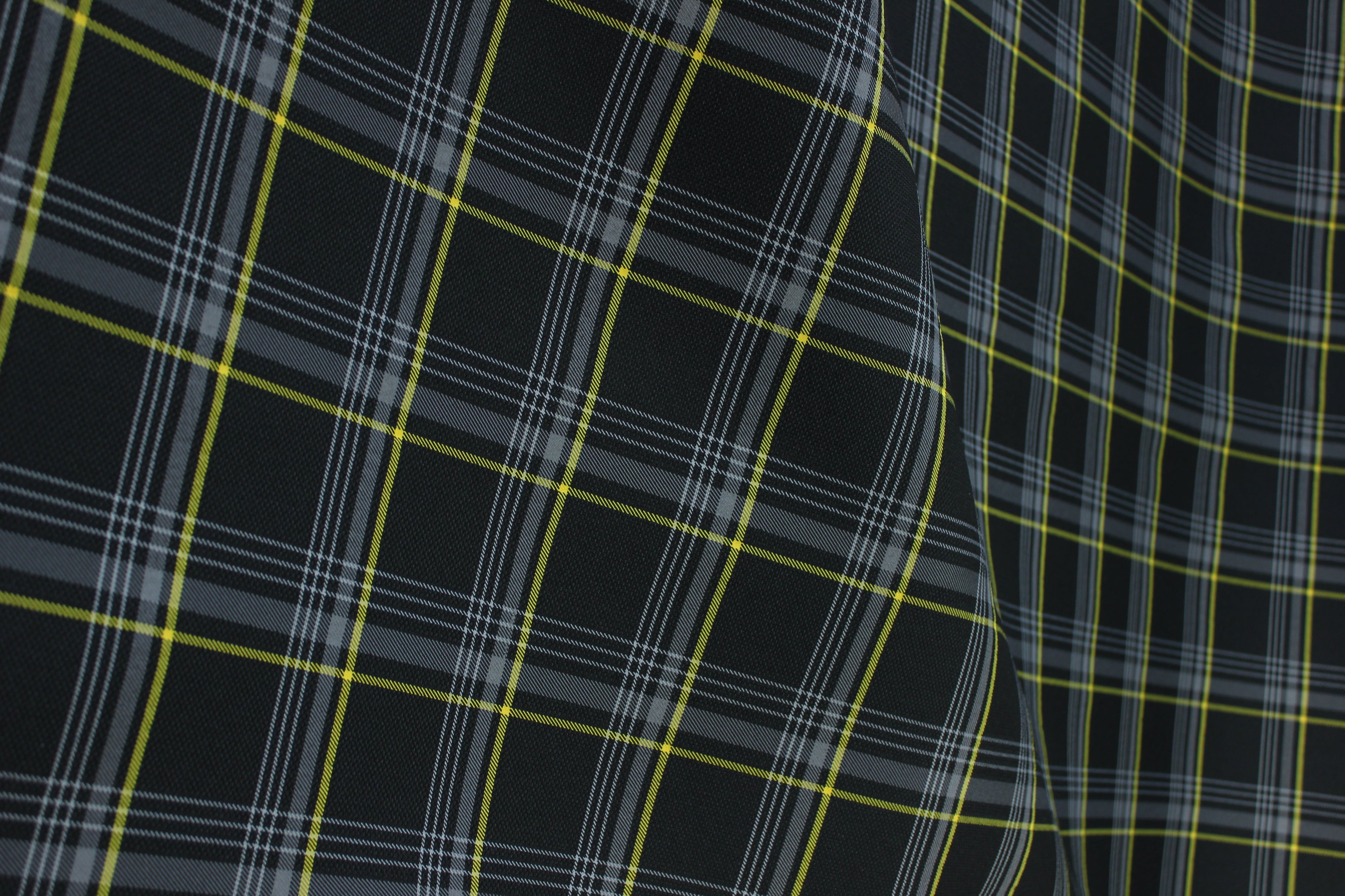 GTI Yellow Plaid Car Upholstery Fabric - VW Golf MK7- 3.5mm Comfort Foam - 59" - 150CM - Tartan Chic - Ideal for Seat, Interior, Automobile