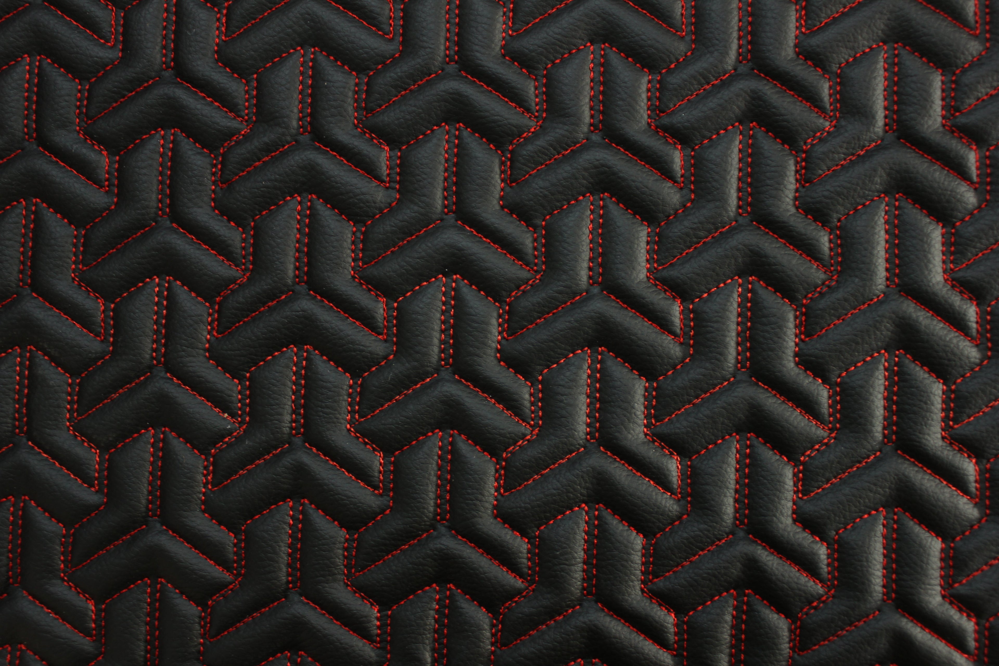 Trio Triangle Red Quilted Faux Leather Upholstery Fabric | Foam Backing | Automotive, Marine, Furniture | 140cm (55.1") Wide Mercedes - BMW - VW