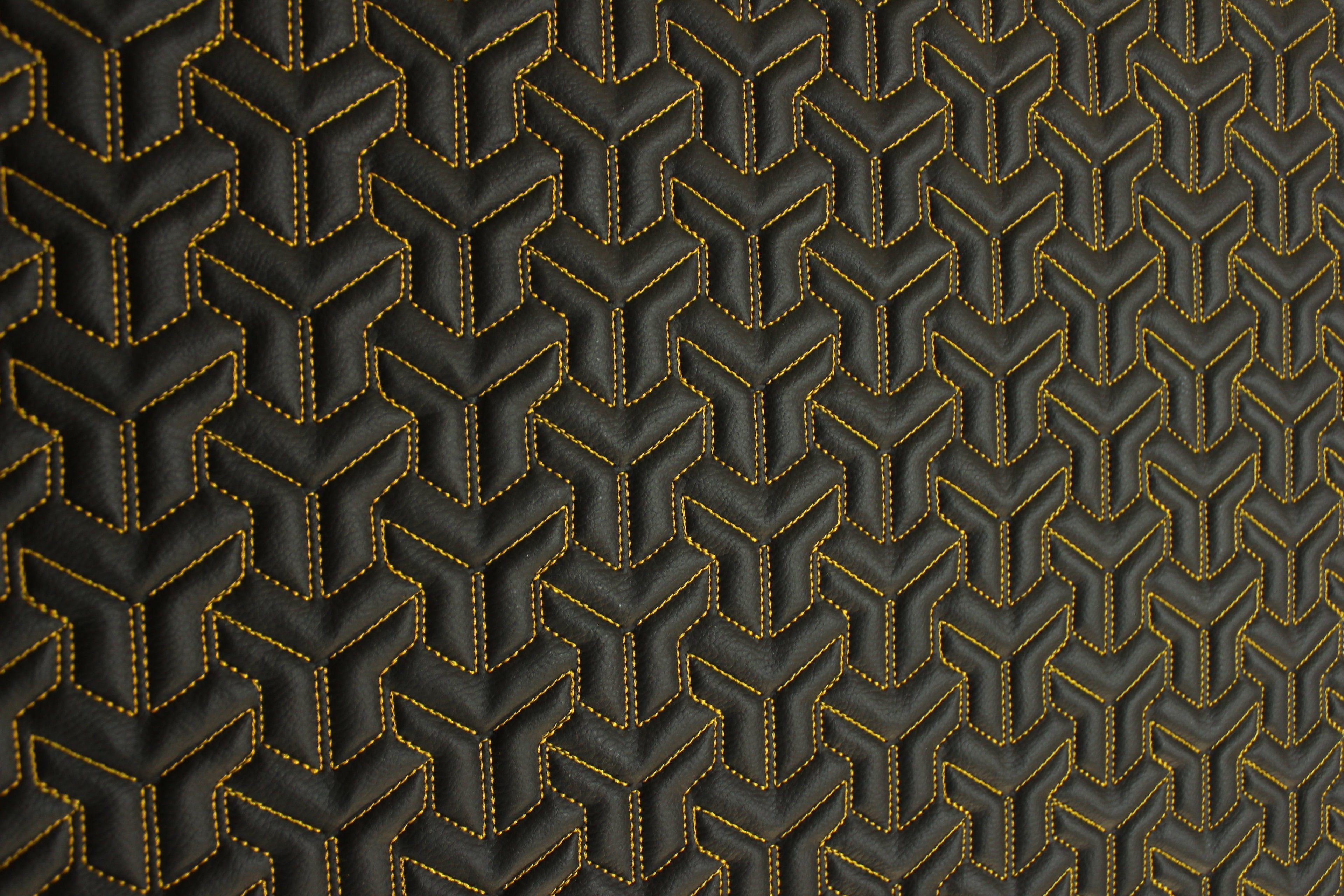 Trio Triangle Yellow Quilted Faux Leather Upholstery Fabric | Foam Backing | Automotive, Marine, Furniture | 140cm (55.1") Wide Mercedes - BMW - VW