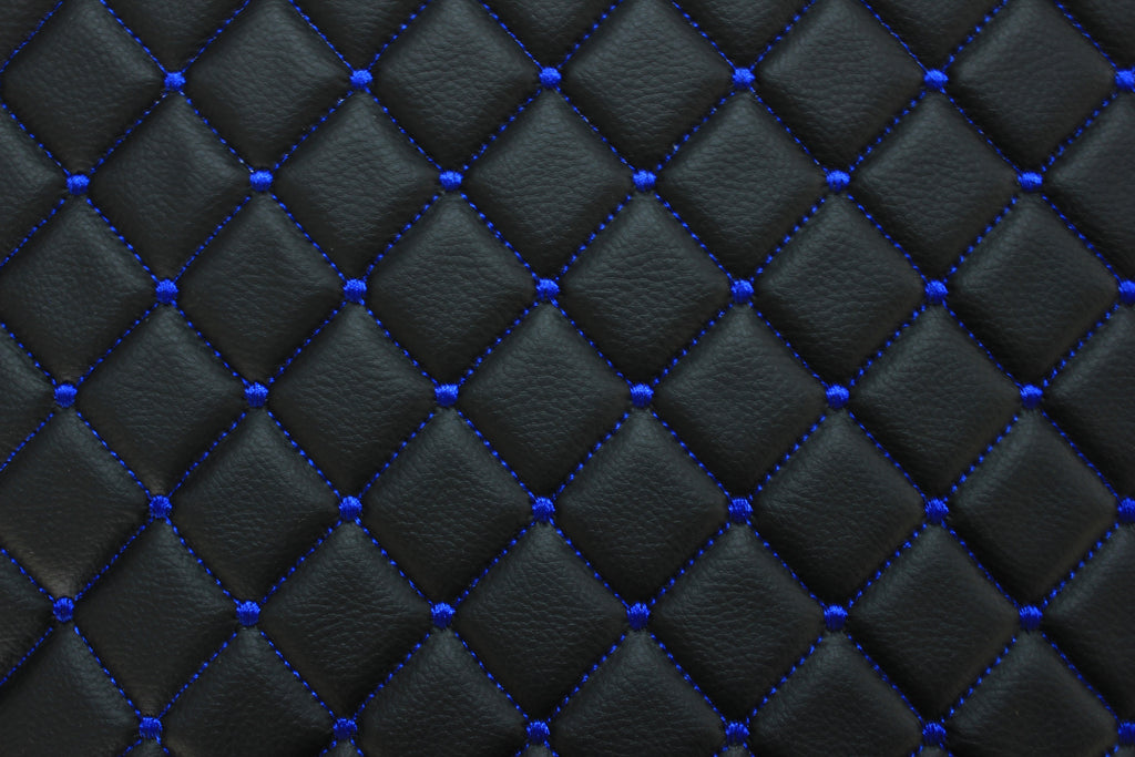 Dot Diamond Blue Quilted Faux Leather Upholstery Fabric | Foam Backing | Automotive, Marine, Furniture | 140cm (55.1") Wide Mercedes - BMW - VW