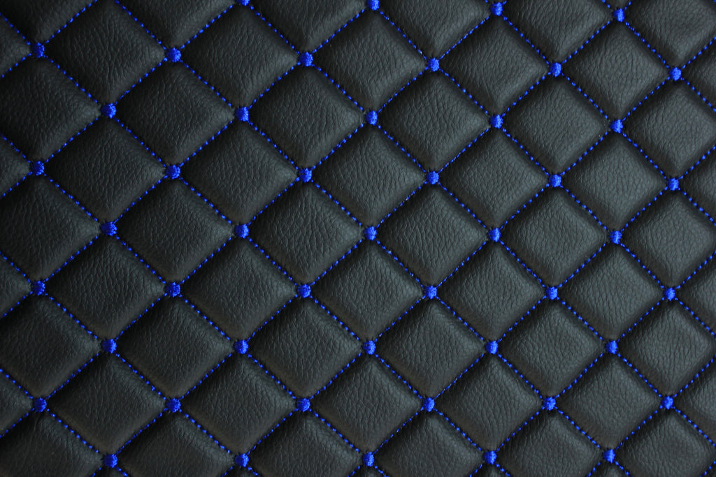 Dot Diamond Blue Quilted Faux Leather Upholstery Fabric | Foam Backing | Automotive, Marine, Furniture | 140cm (55.1") Wide Mercedes - BMW - VW