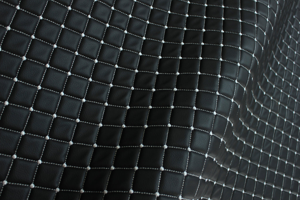 Tela de tapicería de piel sintética acolchada Dot Diamond White | Refuerzo de espuma | Automoción, náutica y muebles | 140 cm (55,1") de ancho para Mercedes, BMW y VW (copia)