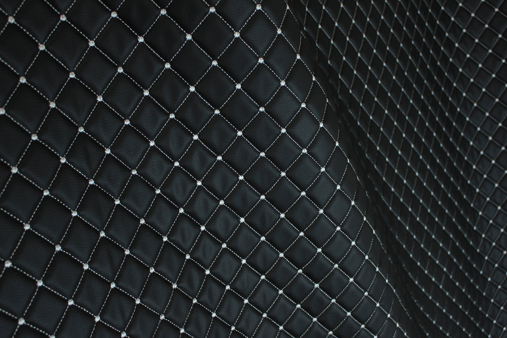 Tela de tapicería de piel sintética acolchada Dot Diamond White | Refuerzo de espuma | Automoción, náutica y muebles | 140 cm (55,1") de ancho para Mercedes, BMW y VW (copia)