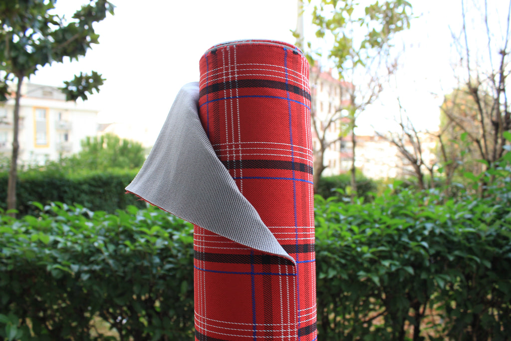 GTI Red Blue Plaid Car Upholstery Fabric - VW Golf MK7- 3.5mm Comfort Foam - 59" - 150CM - Tartan Chic - Ideal for Seat, Interior, Automobile