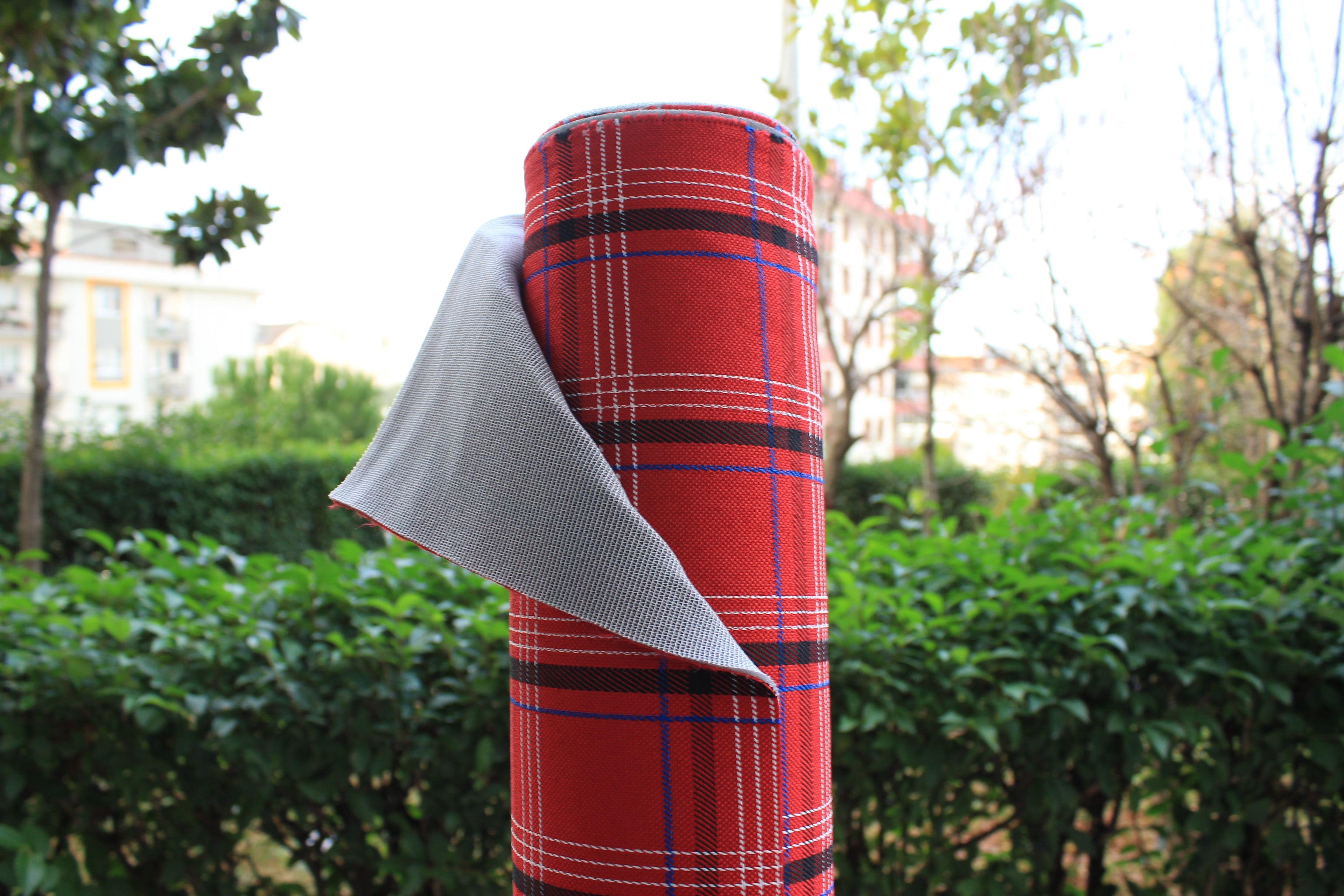 GTI Red Blue Plaid Car Upholstery Fabric - VW Golf MK7- 3.5mm Comfort Foam - 59" - 150CM - Tartan Chic - Ideal for Seat, Interior, Automobile