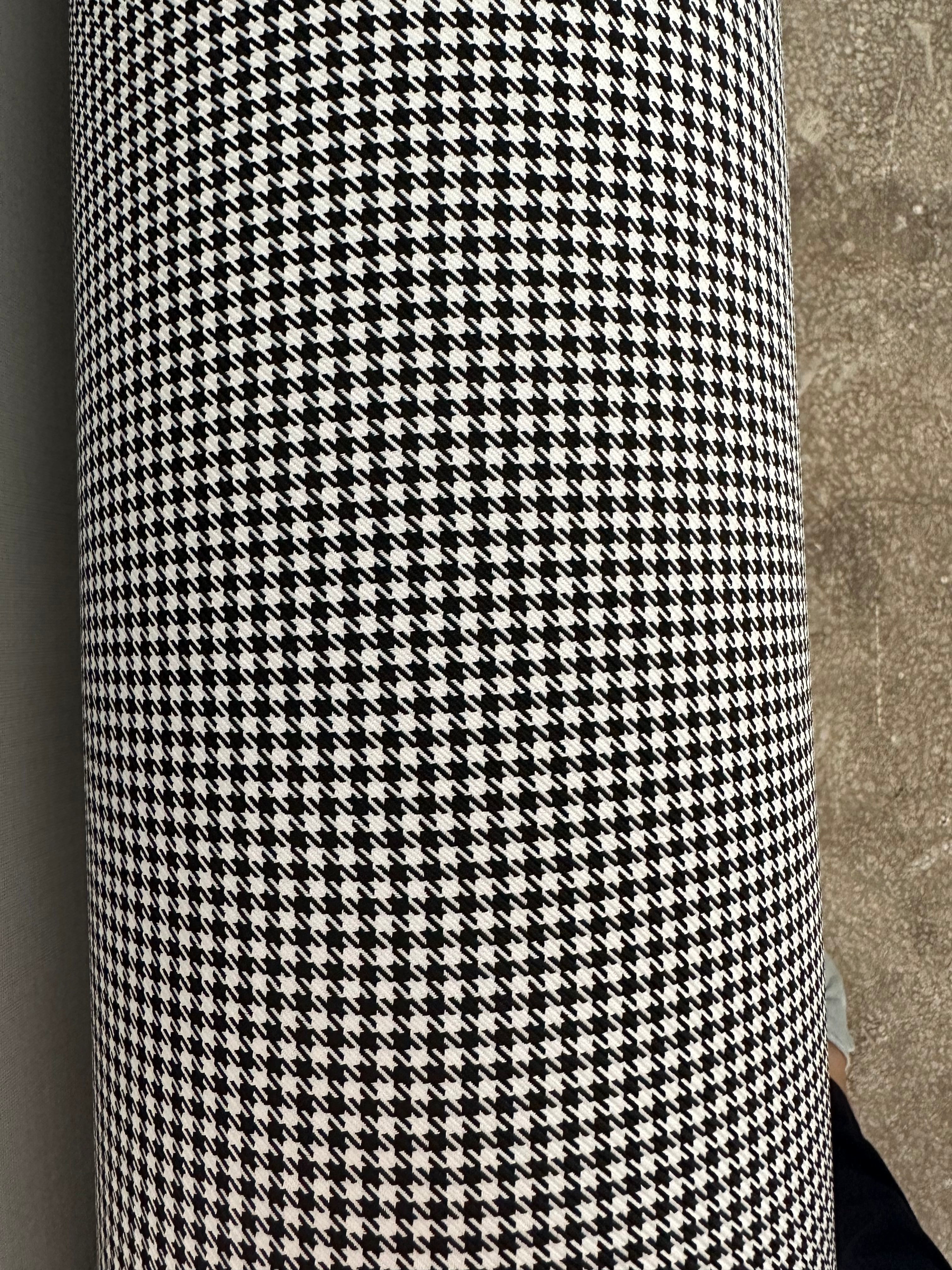 Pepita Houndstooth Car Seat Upholstery Fabric Porsche - Black White - BMW Seat, Interior, Automobile, Door Headliner 4mm Foam Backed Restoration 150CM 55"