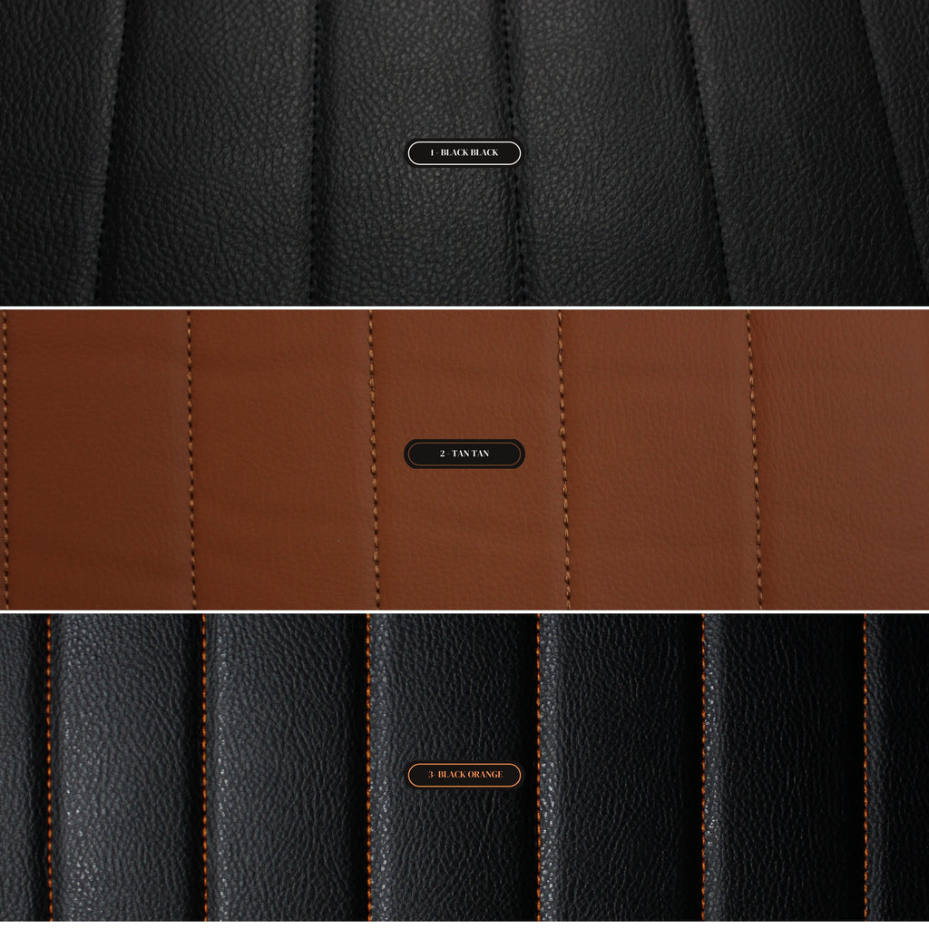 Black Quilted Black Vinyl Faux Leather Car Upholstery Fabric | 2" x 5cm Pattern Line Stitch with 5mm Foam Backing | 140cm Wide | Automotive Projects