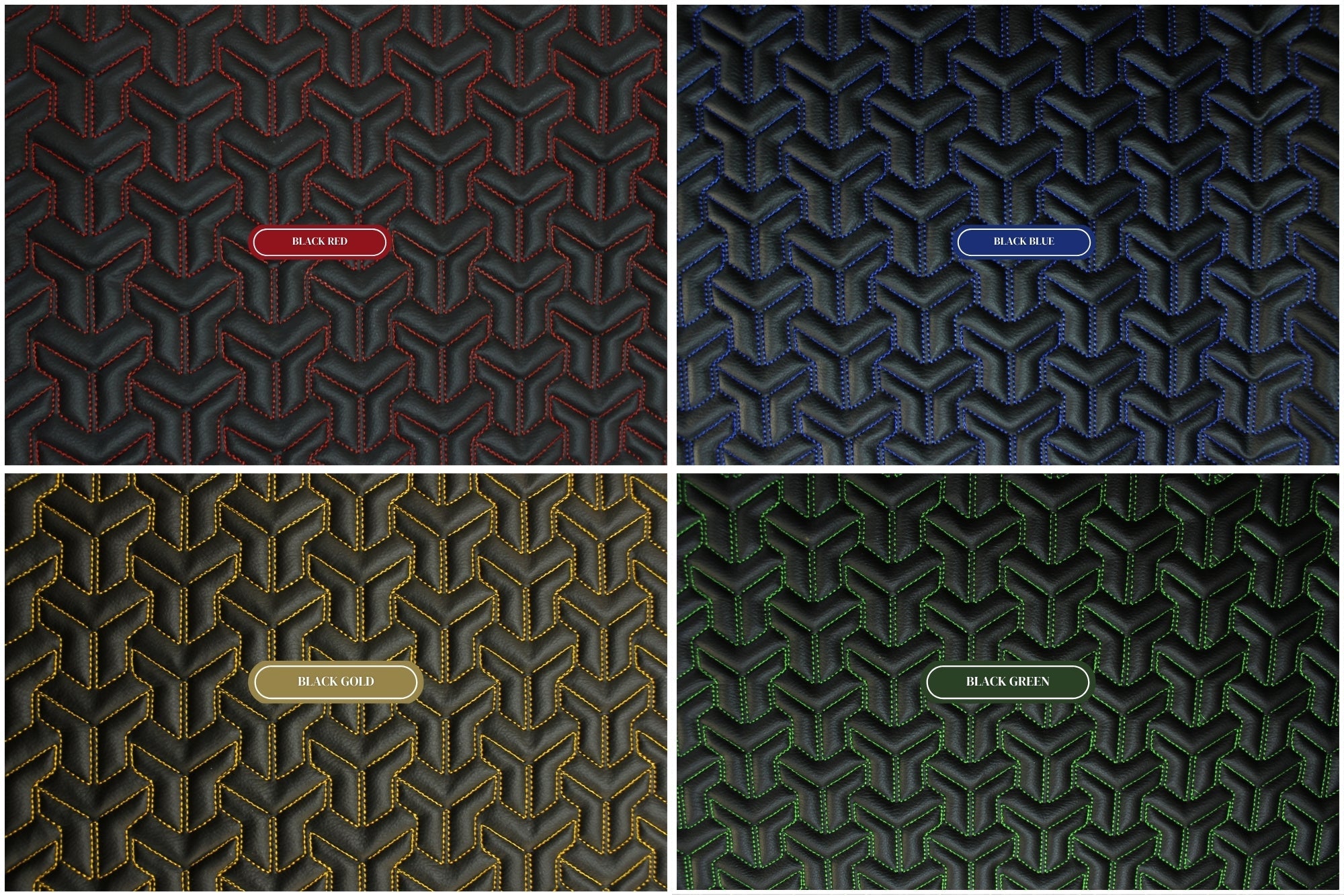 Trio Triangle Yellow Quilted Faux Leather Upholstery Fabric | Foam Backing | Automotive, Marine, Furniture | 140cm (55.1") Wide Mercedes - BMW - VW