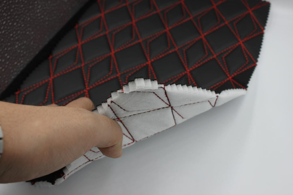 red-quilted-black-faux-leather-upholstery-fabric-diamond