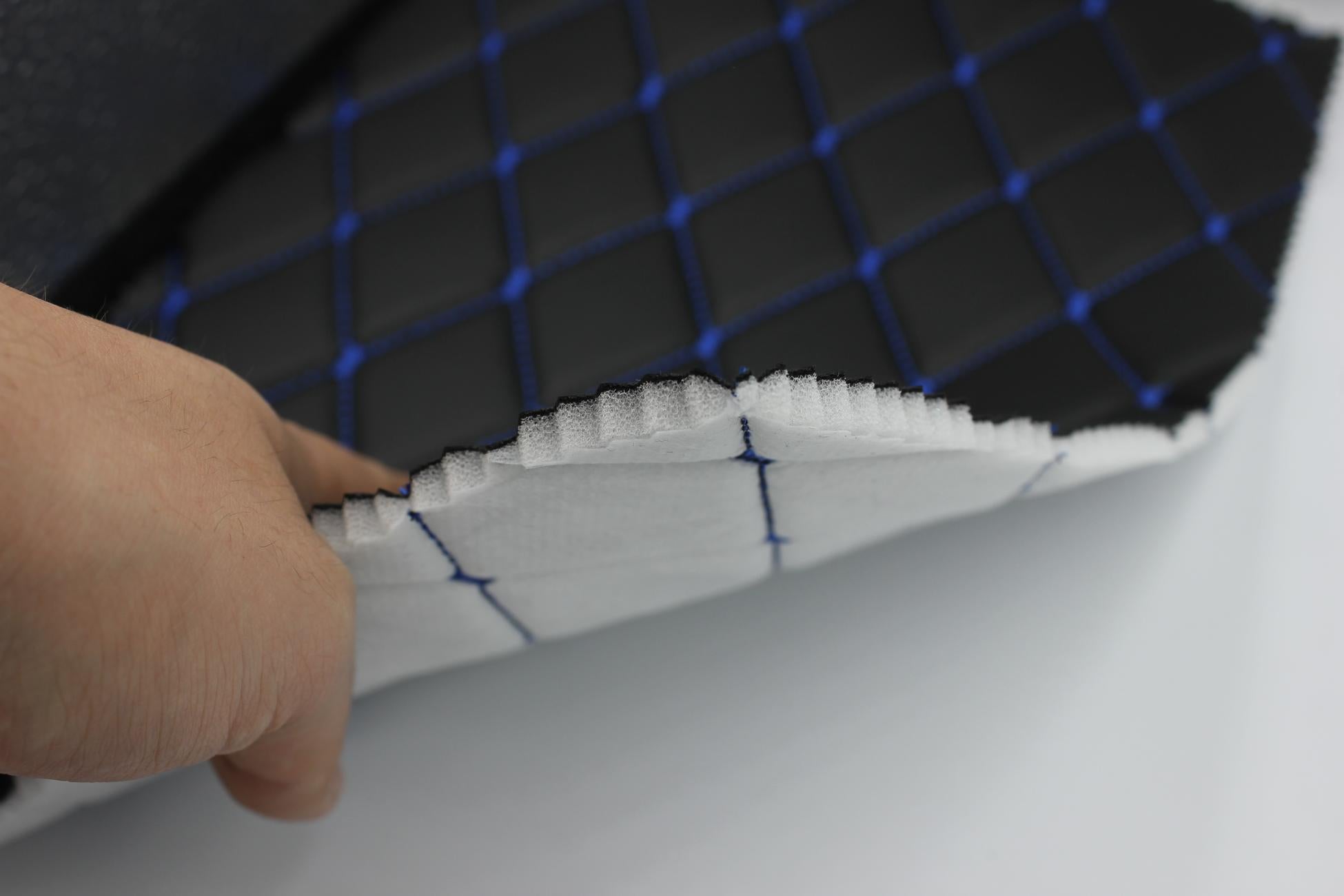 blue-quilted-black-faux-leather-car-upholstery-fabric-diamond-1