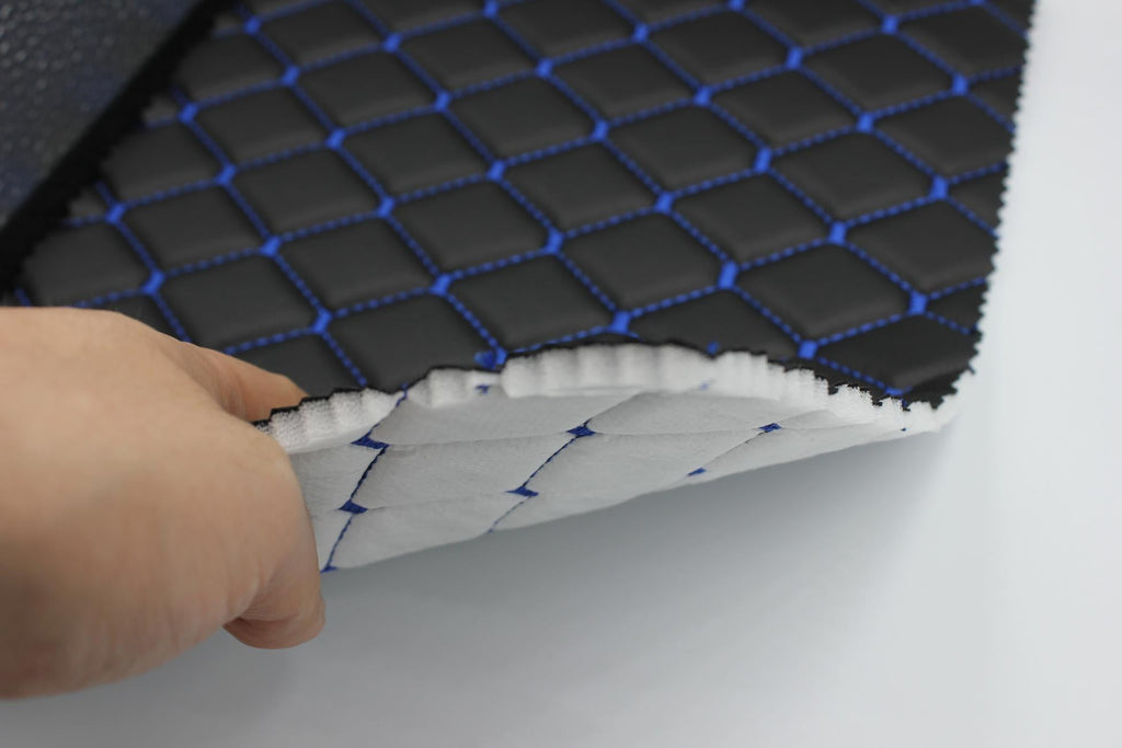 blue-quilted-black-faux-leather-car-upholstery-fabric-diamond