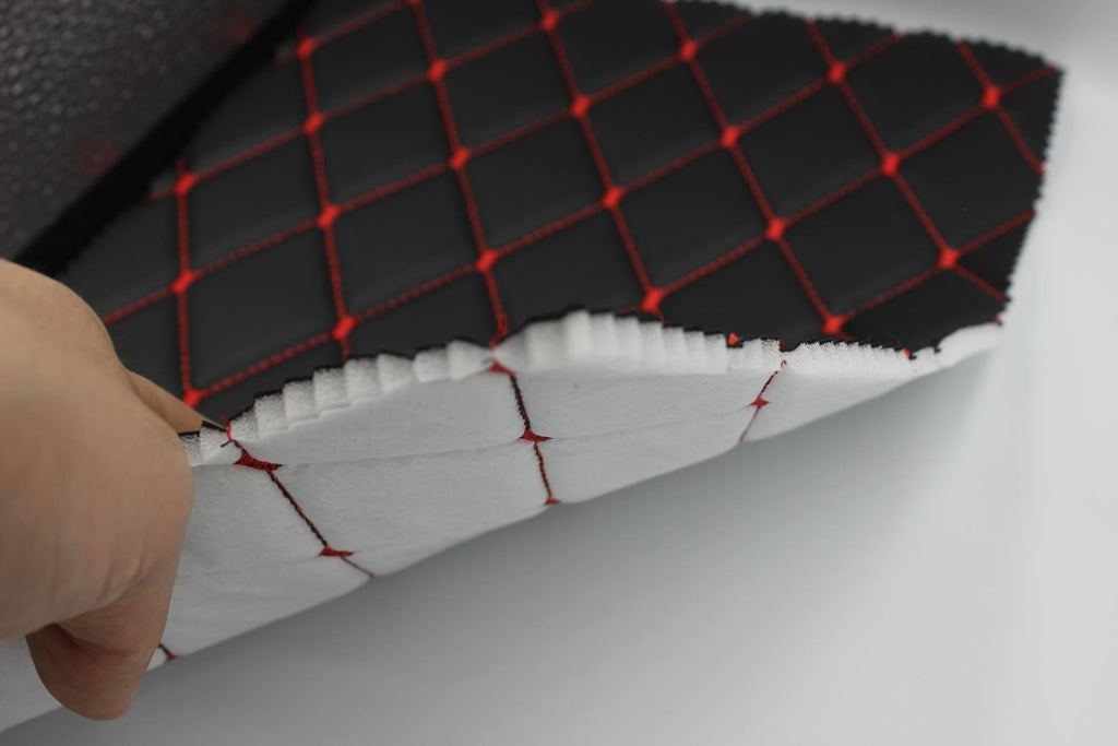 diamond-red-quilted-black-faux-leather-car-upholstery-fabric